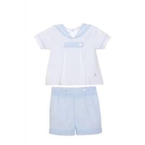 NEW PATACHOU baby boy short& polo set in blue stripe